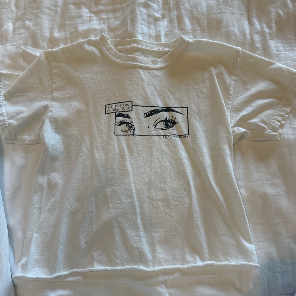 Brandy Melville John Galt White and Black Short Sleeve “I’ll Meet you in NY” Tee